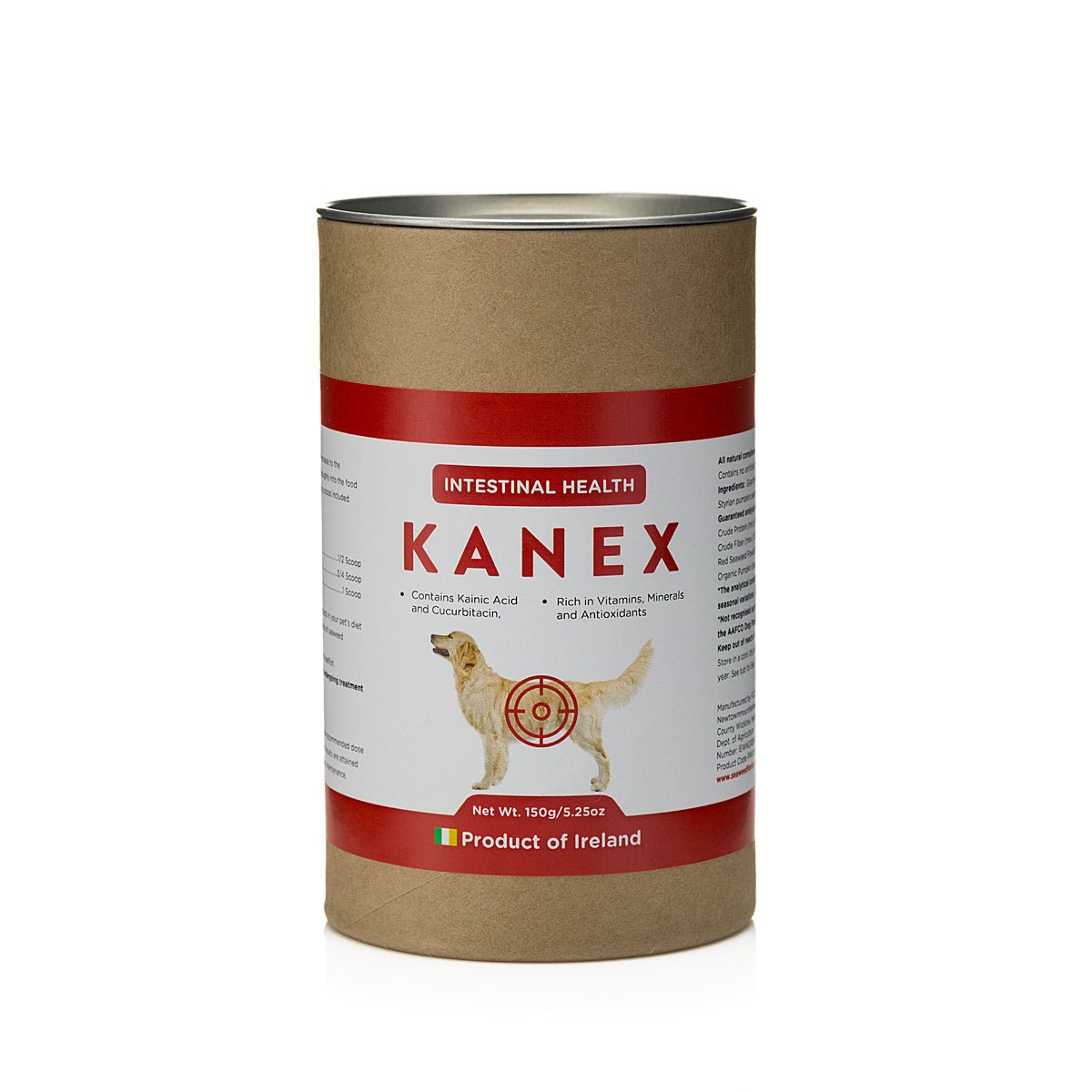 150 g tub of Kanex — natural intestinal support made in Ireland, formulated with red seaweed and pumpkin seeds.