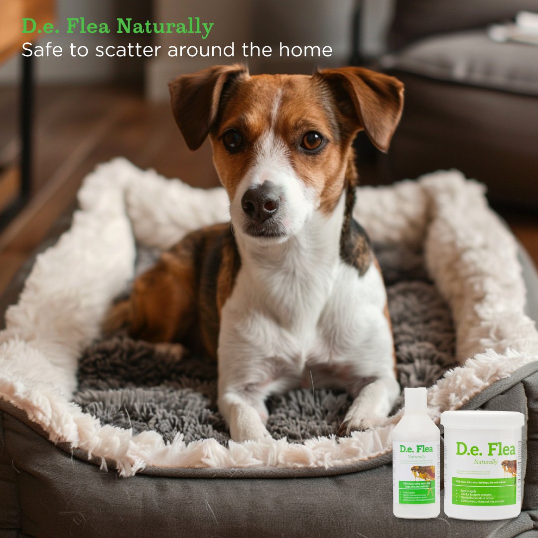 D.E Flea Naturally - Safe Flea, Tick & Mite Killer For Dogs