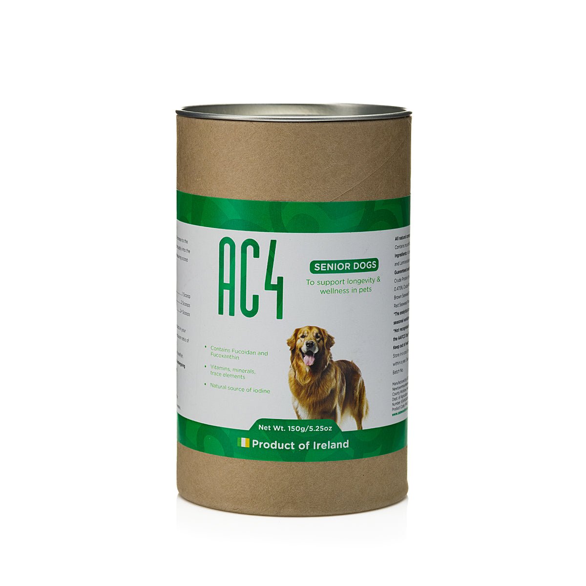 AC4 | To Support Longevity and Wellness in Dogs - Seaweed For DogsAC4 | To Support Longevity and Wellness in Dogs - 150g Tub packaging