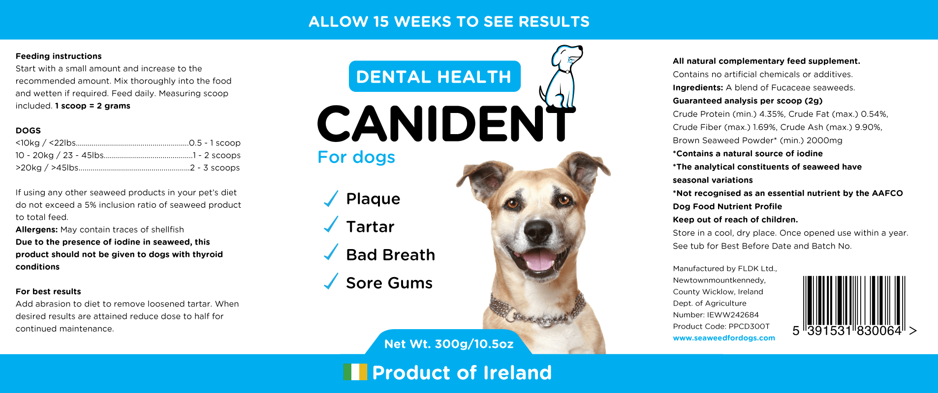Label for Canident 300g tub
