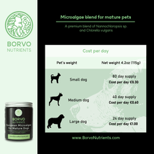 Cargar imagen en el visor de la galería, Chlorella For Dogs - Borvo Nutrients Microalgae Blend for Mature Dogs - Seaweed For Dogs