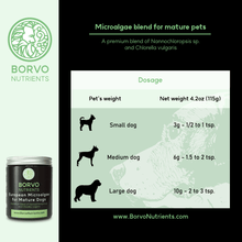 Load image into Gallery viewer, Chlorella For Dogs - Borvo Nutrients Microalgae Blend for Mature Dogs - Seaweed For Dogs