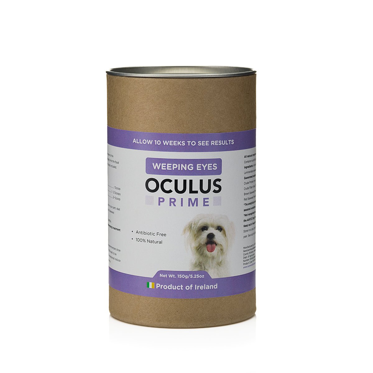 Oculus Prime | Natural Tear Stain Remover For Dogs - 150g tub packaging