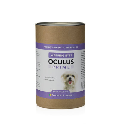 Oculus Prime | Natural Tear Stain Remover For Dogs - 150g tub packaging